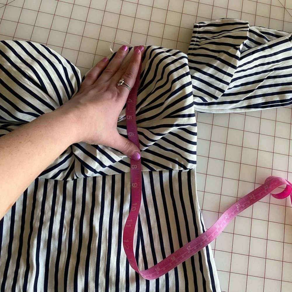 Fashion Nova NWT navy blue & white stripped strapless dress size Large - Picture 12 of 16